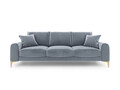 Canapea, Madara, Mazzini Sofas, 3 locuri, gold legs, 222x102x90 cm, catifea, albastru deschis