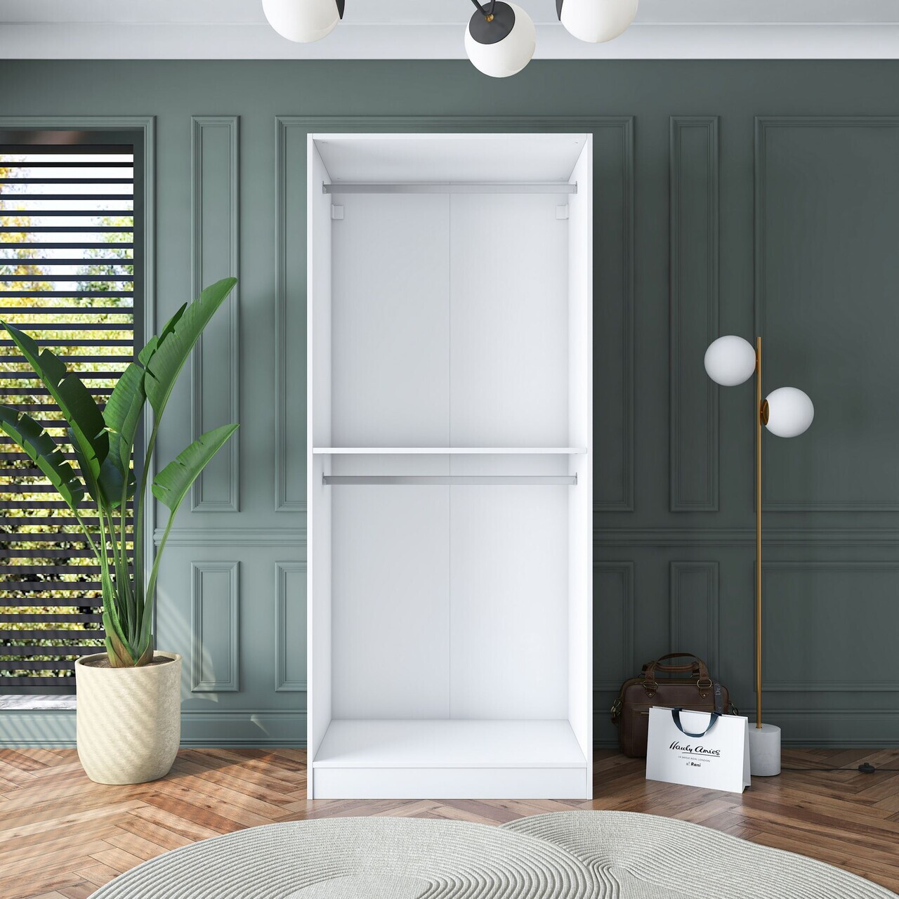 Dulap pentru haine, Hanah Home, BA179, 90x210x57.5 cm, PAL melaminat, Alb - view 9