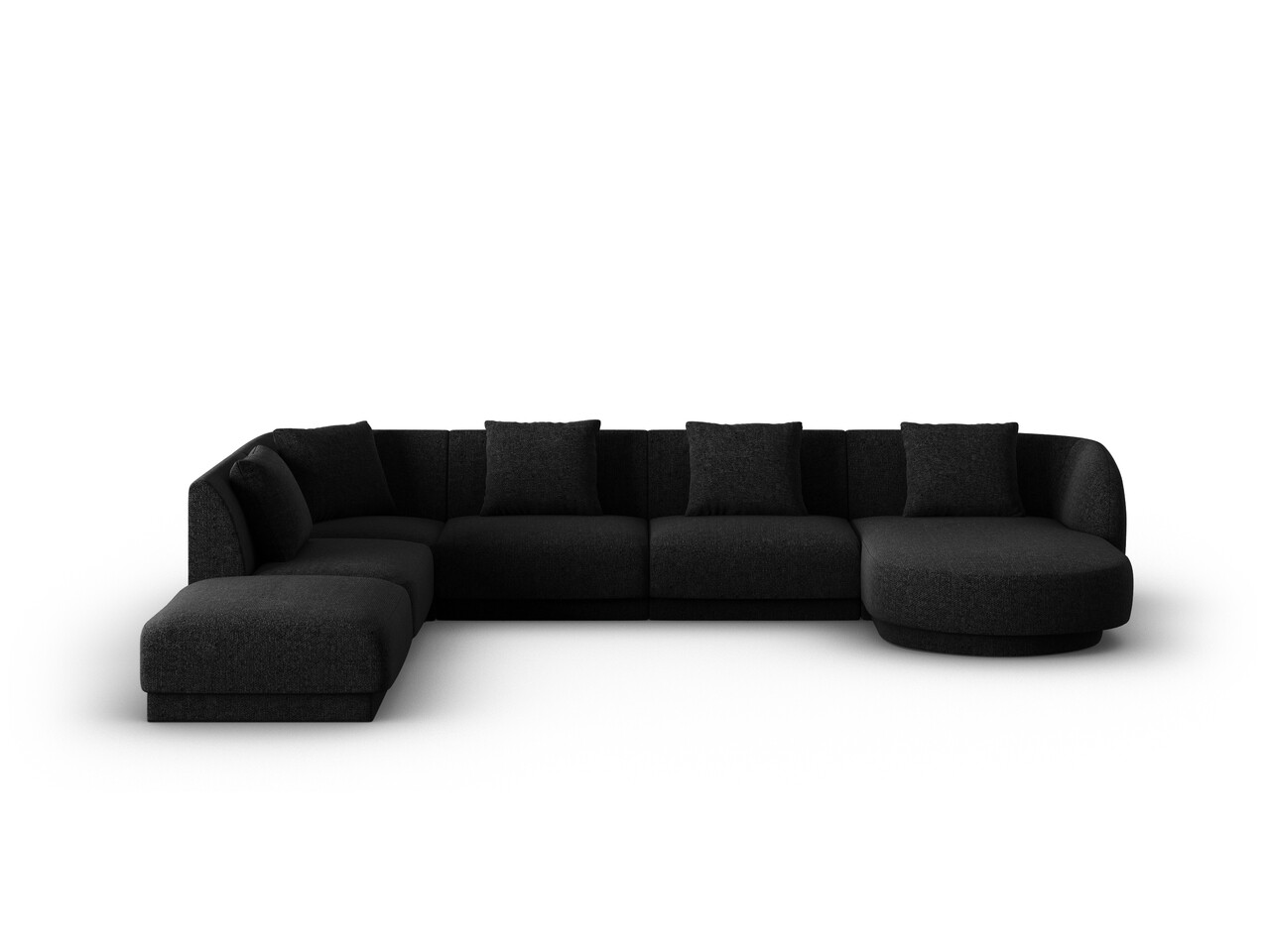Coltar panoramic stanga 6 locuri, Tulum, Cosmopolitan Design, 330x255x70 cm, tesatura chenille, negru