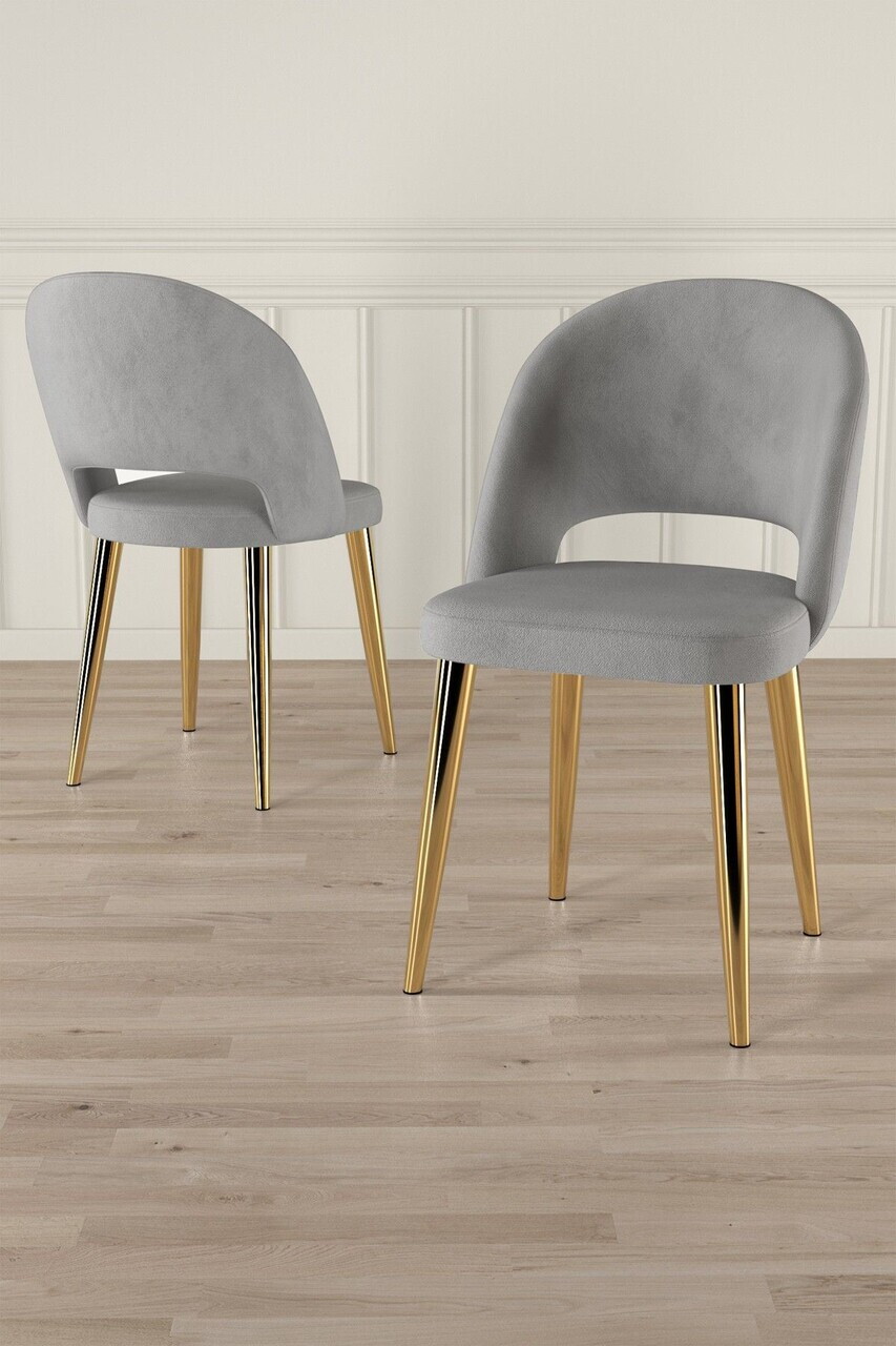 Set scaune (8 piese), Hanah Home, Pane, Gri / Auriu