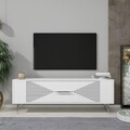 Comoda TV, Olivia, Retrol1, Alb / Argintiu