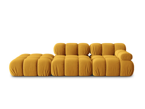 Canapea modulara 4 locuri cotiera stanga, Bellis-51, Micadoni Home, 282x94x70 cm, catifea, galben
