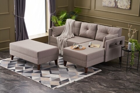Coltar extensibil pe dreapta Comfort, Balcab Home, 205x80x80 cm, lemn, crem