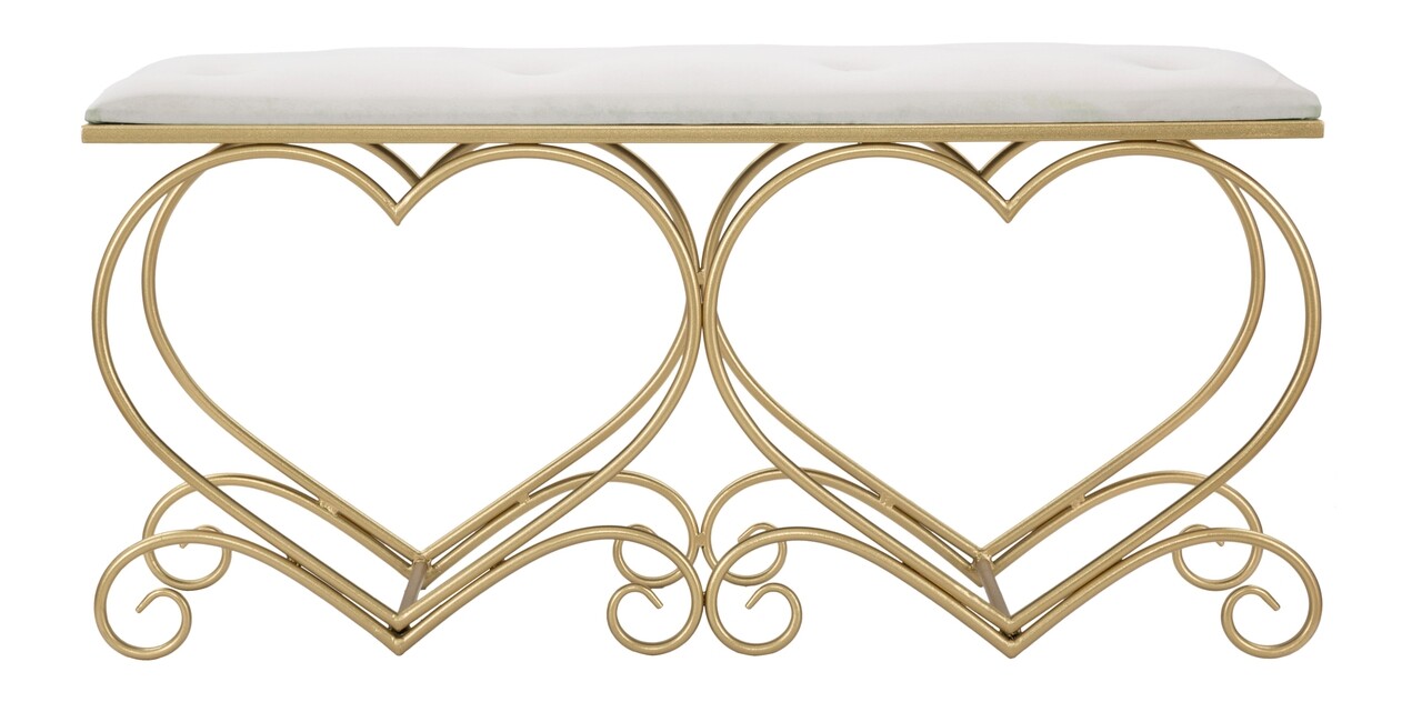 Bancheta Heart, Mauro Ferretti, 105x37.5x51.5 cm, catifea, crem - 1 | YEO