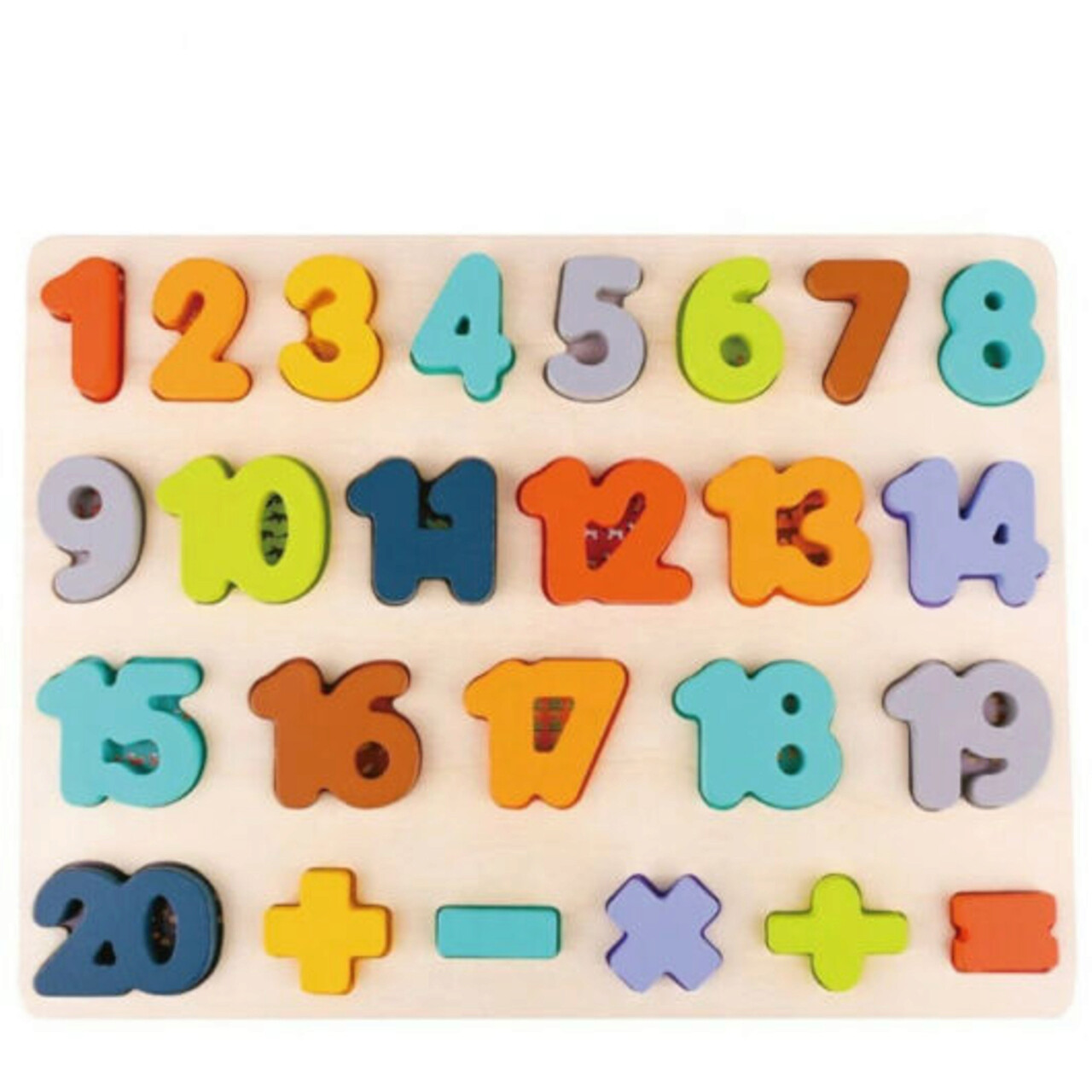 Puzzle incastru din lemn cu numere de la 1 la 20, 26 bucati, Phoohi, PH07J012, multicolor