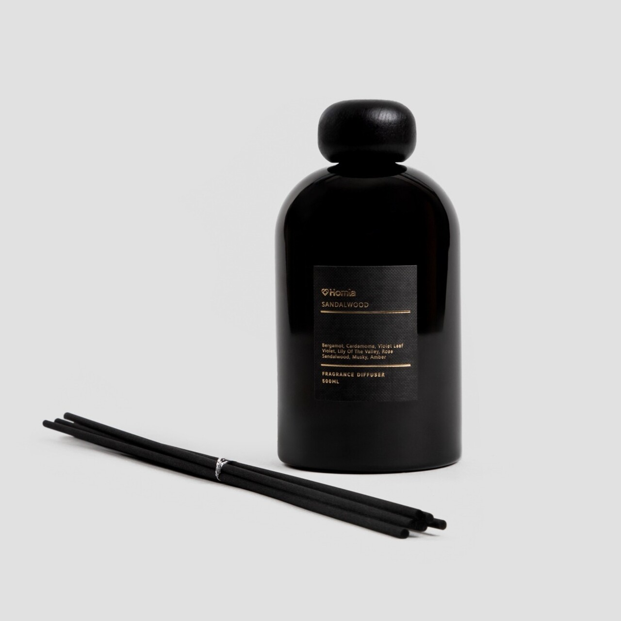 Difuzor de parfum cu betisoare Aura, Homla, 500 ml, sticla, negru - imagine 4