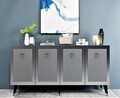 Consola, Olivia, Bare, 150x40x80 cm, PAL , Antracit / Argintiu