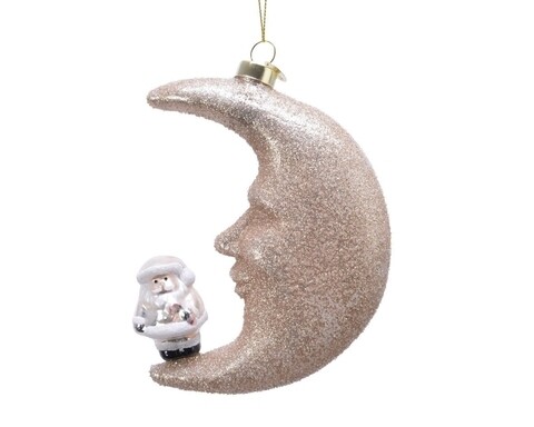 Glob Moon with Santa, Decoris, 11x4.5x15.5 cm, sticla, sampanie