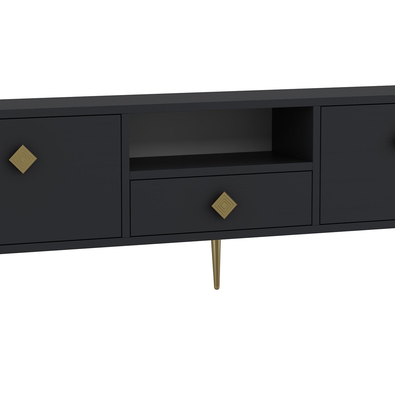 Comoda TV, Hanah Home, 1308-DROP-1, 140x45x30 cm, PAL , Antracit / Aur - view 6