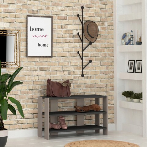 Cuier de perete, homitis, manic, 83x43x30 cm, antracit / mocha deschis