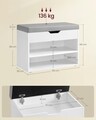 Bancheta cu pantofar, Vasagle, 60x30x44 cm, max 136 kg, MDF/PAL/piele ecologica, alb cloud