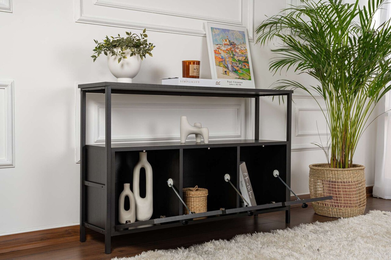 Consola, Hanah Home, Solace, PAL, Negru lemn / Negru - imagine 3