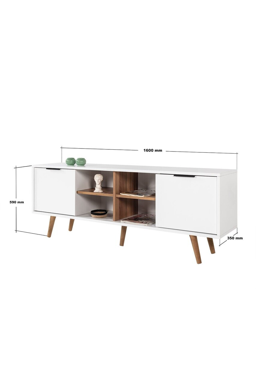 Comoda TV, Hanah Home, Sina 3618, 160x59x35 cm, PAL, Alb/Maro — imaginea 7