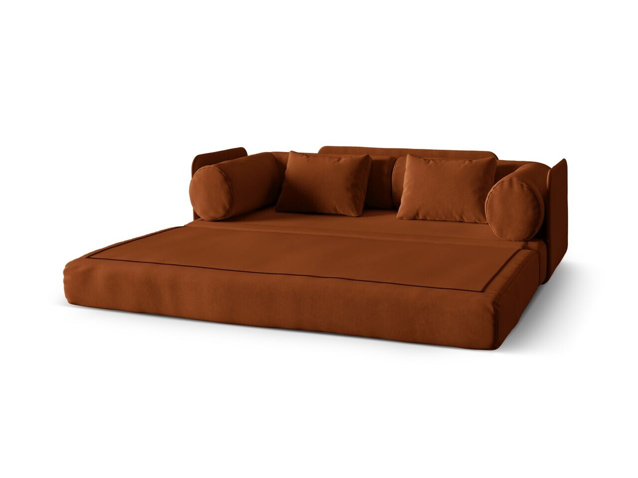 Canapea extensibila 3 locuri, Dreamy, Micadoni Home, 206x95x70 cm, catifea, teracota — imaginea 4
