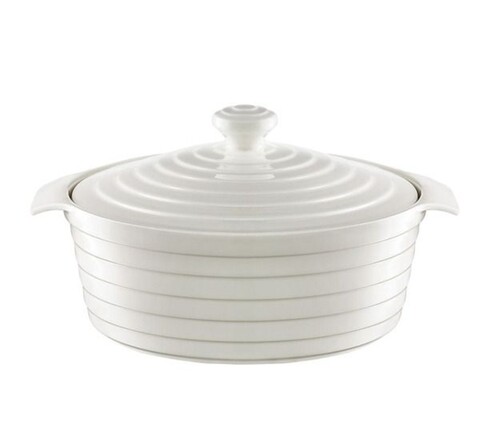 Vas rotund cu capac blank, ambition, 1.2 l, portelan, alb