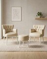 Set fotoliu cu aripioare și puf (3 piese), Atelier del Sofa, 281ELR1197, Crem