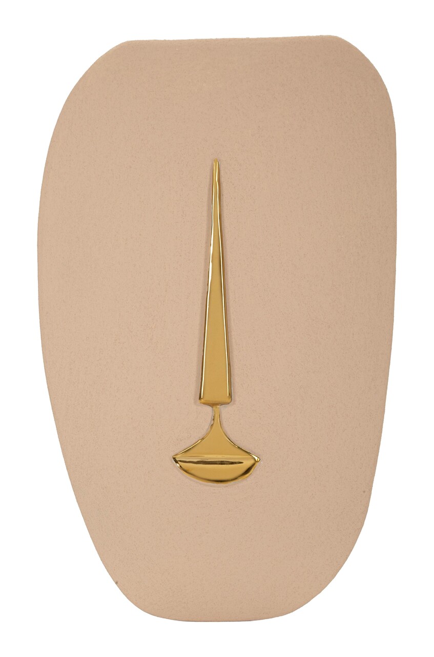 Decoratiune de perete, Mauro Ferretti, Lagos, 25x6.5x39.5 cm, ceramica, maro/auriu - imagine 5