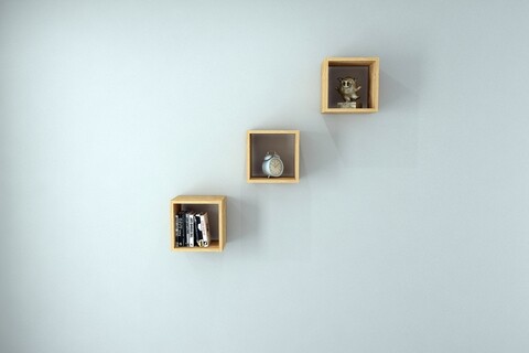 Set 3 rafturi pentru perete raffline, 30x22x30 cm, maro