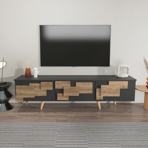 Comoda tv, zena home, 3 d, 160x45x35 cm, pal, antracit / nuc