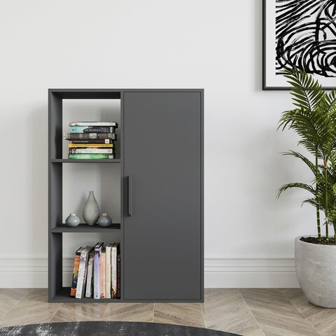 Corp biblioteca, zena home, patrick, 90x123.6x25 cm, pal, antracit