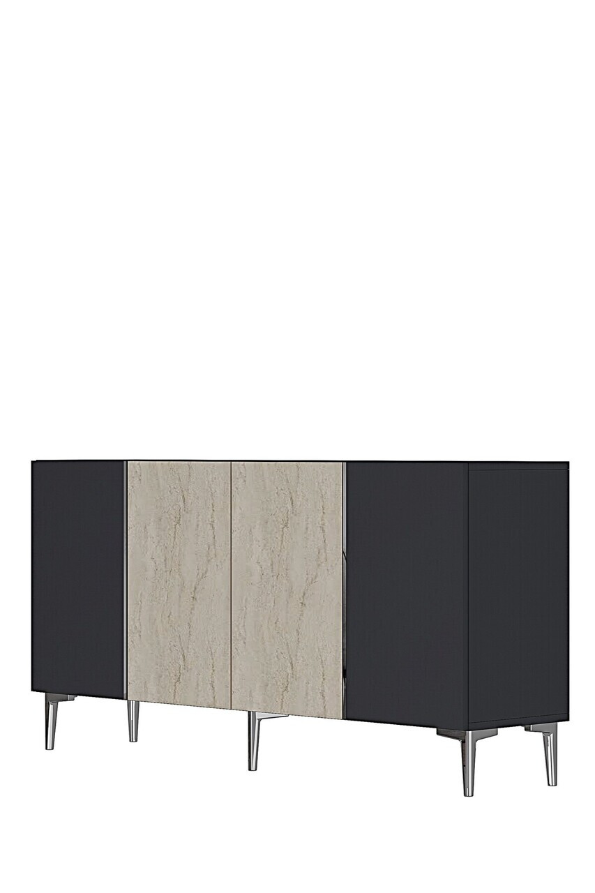 Consola, Hanah Home, Poli 150, 150x75x32 cm, Antracit / Travertin / Argint — imaginea 4