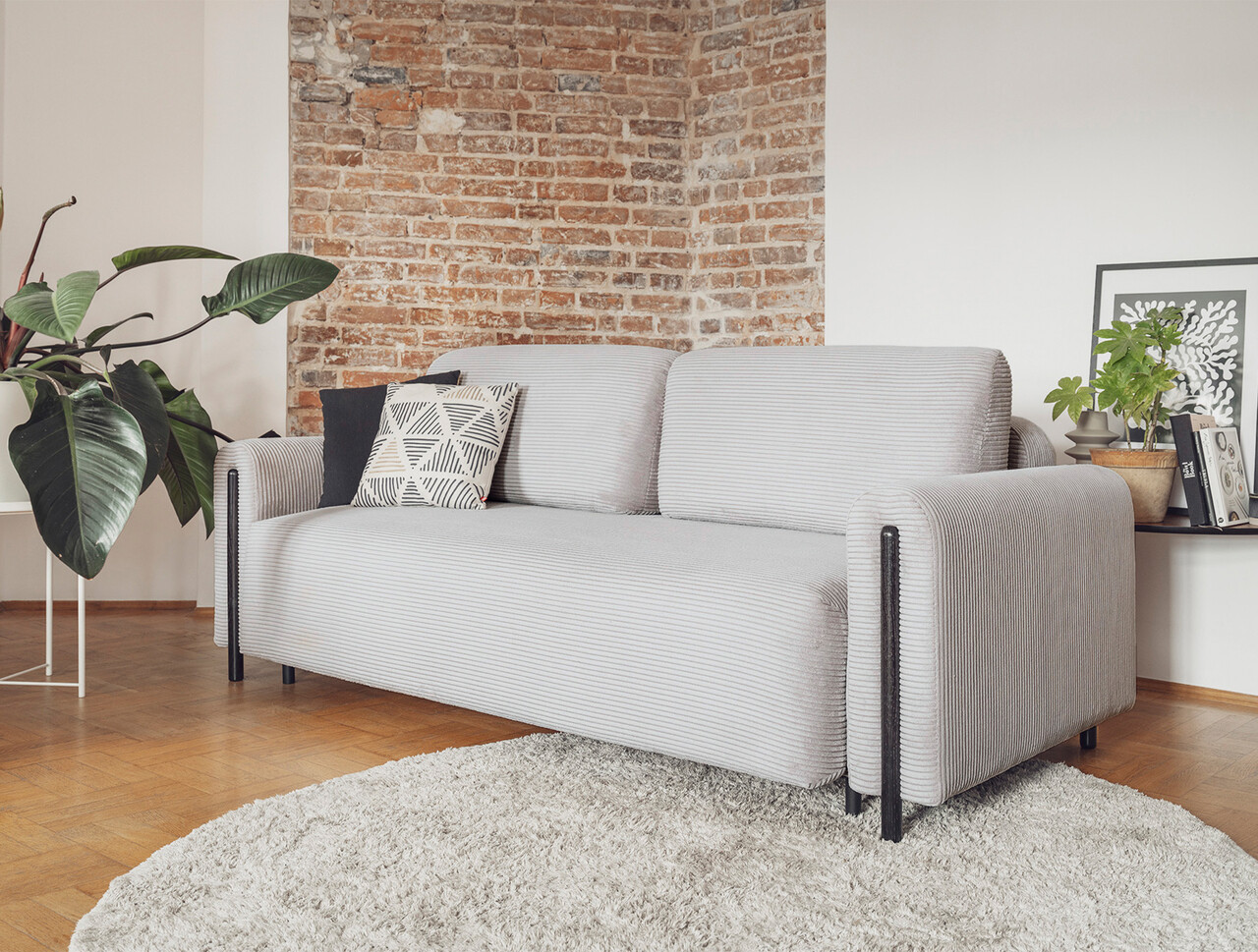 Canapea extensibila 3 locuri, ELTAP, SO-ARC-BL-04JAR, Arcadova, 244x97x97 cm, lemn/poliester, gri/negru - 1 | YEO