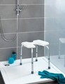 Scaunel pentru baie, Wenko, Secura, 46 x 53.5 x 36-46 cm, aluminiu/plastic, alb/gri
