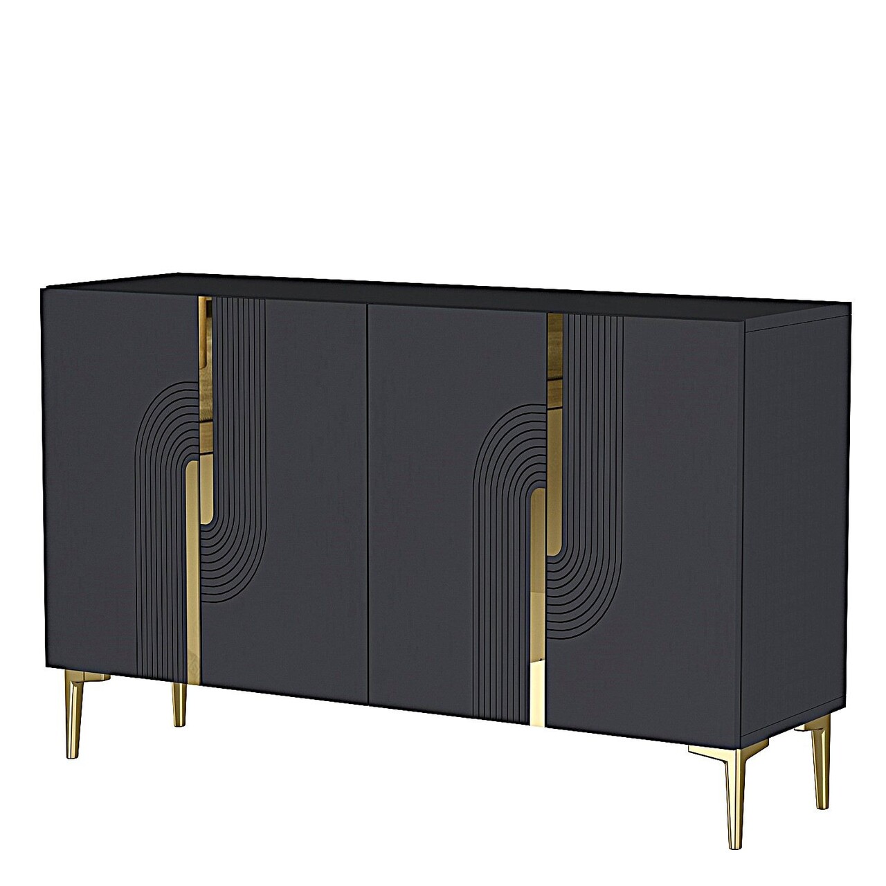 Consola, Hanah Home, Meyra 120, 120x75x32 cm, Antracit / Aur - view 5