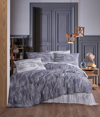 Lenjerie de pat pentru o persoana, Lara - Grey, Pearl Home, 50% bumbac / 50% poliester