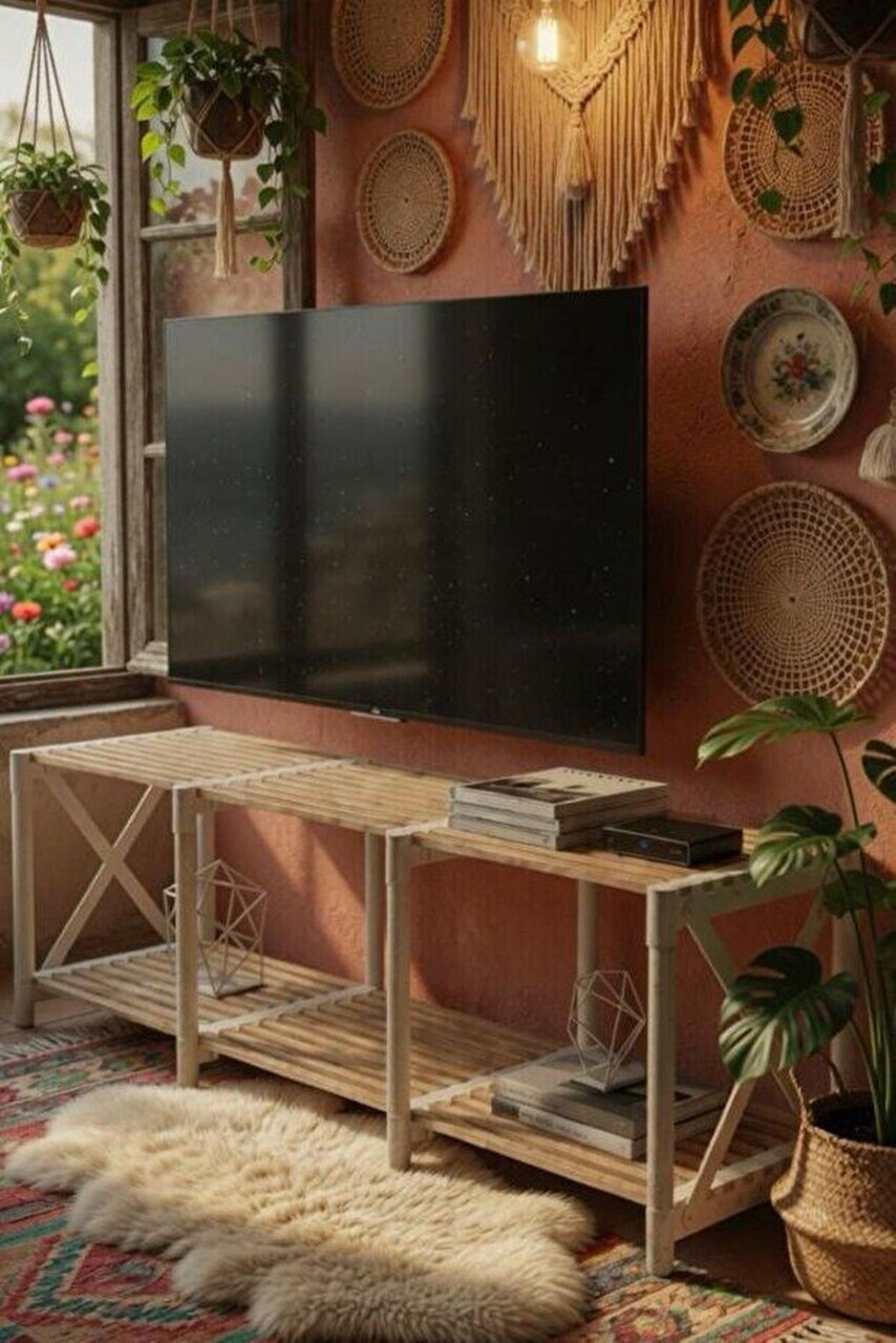 Comoda TV, Hanah Home, Tv Unit, 110x40x38 cm, PLASTIC LEMN, Alb — imaginea 3