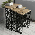 Set masute 3 piese, Hommy Craft, Stil Metal Ferforje, Stejar / Negru