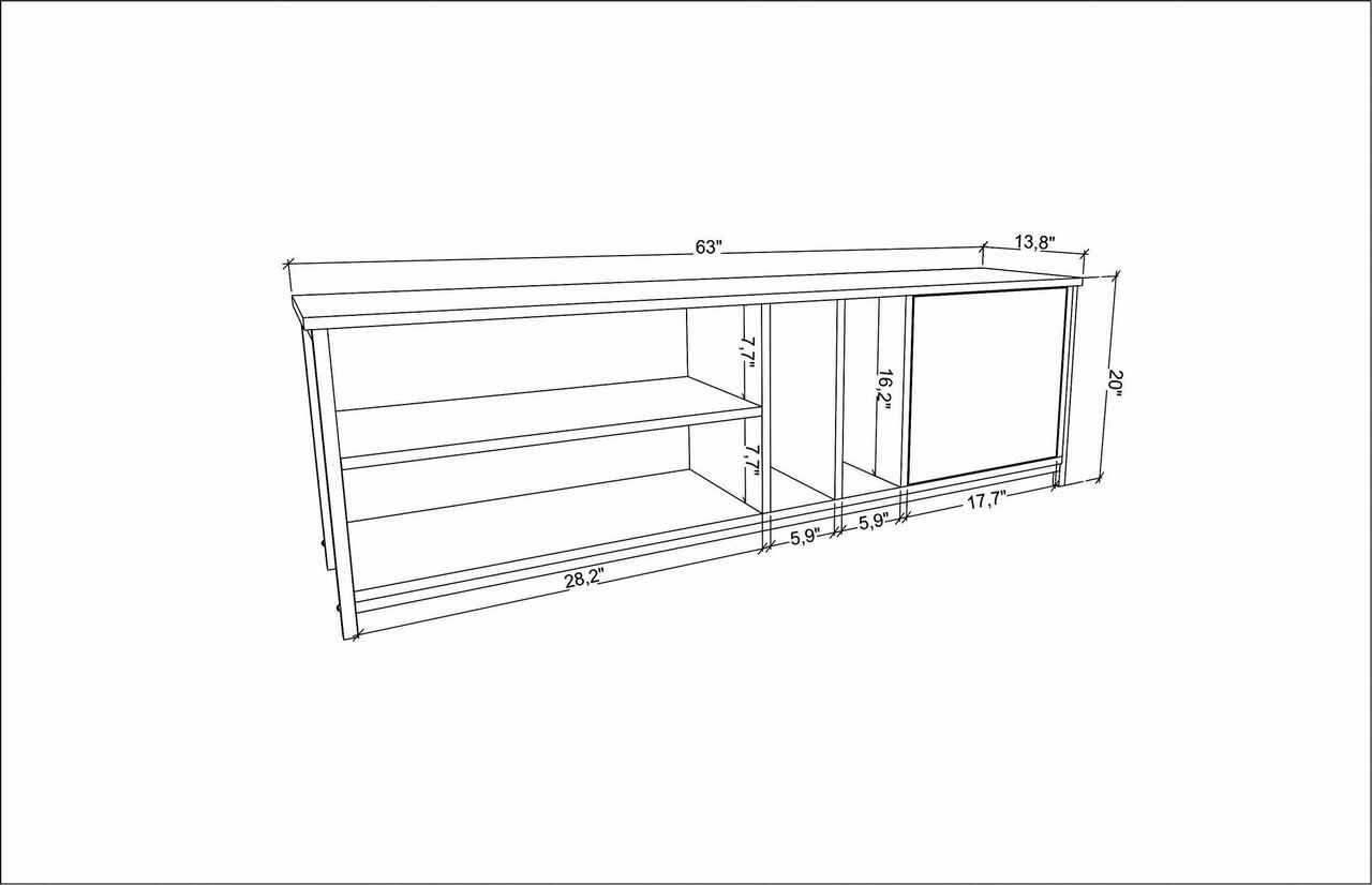 Comoda TV, Retricy, Oneida, 140x35.3x50.8 cm, PAL, Negru / Stejar