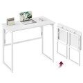 Birou pliabil, Vasagle, 80x40x74 cm, PAL/otel, alb mat
