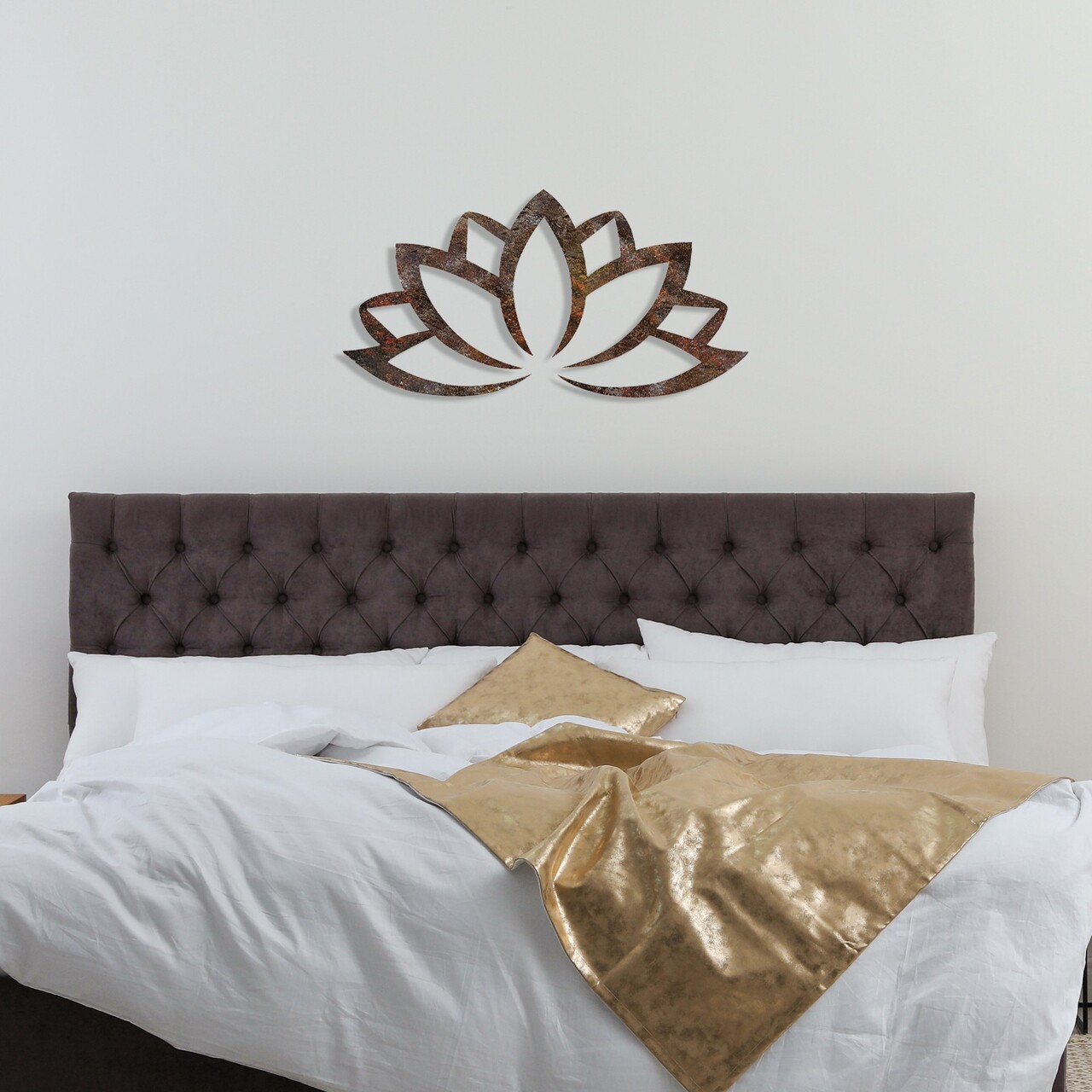 Decoratiune de perete, Rusty Lotus, Dimensiune: 35 x 60 cm, Maro antichizat - view 3