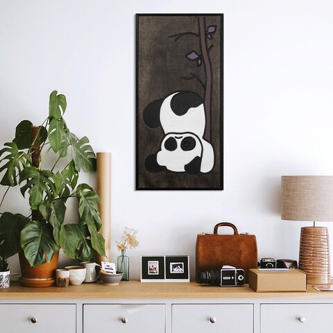 Decoratiune de perete, Panda 1, Placaj, 29 x 59 cm, Alb negru mezoni.ro