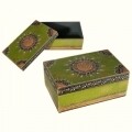 Cutie pentru depozitare handmade Indian Green, Out of the blue, 11.5 x 17 cm, lemn, multicolor