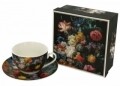 Ceasca cu farfurie Bouquet, Duo, 250 ml, portelan, negru