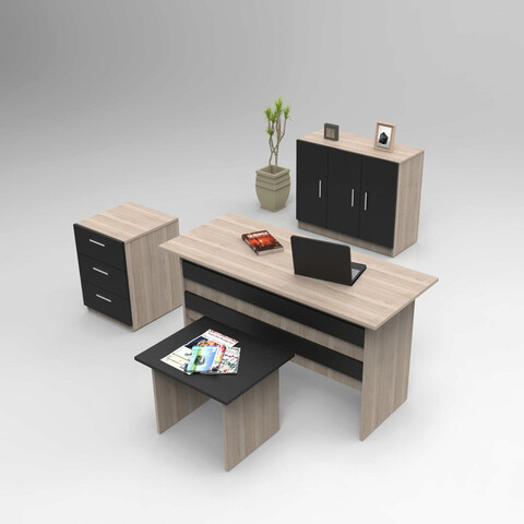 Set mobilier de birou, locelso, vo12, stejar / negru