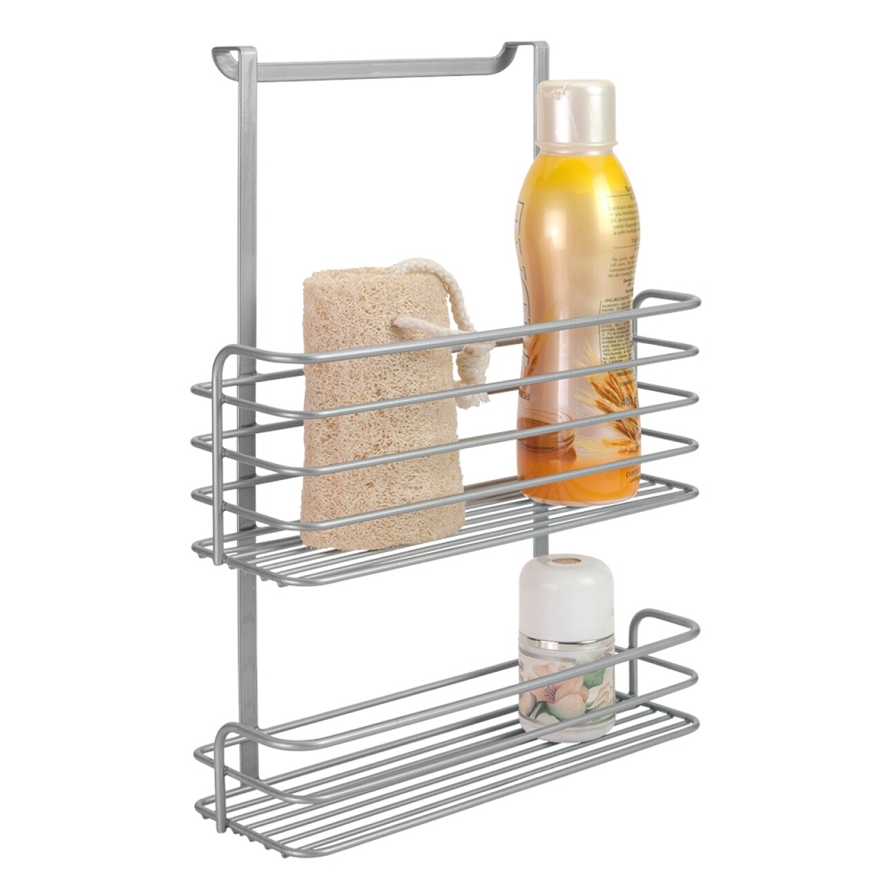 Polita suspendabila dubla pentru baie/bucatarie Oasis, Metaltex ,26x12x36 cm, metal/invelis de polytherm, argintiu - 2 | YEO