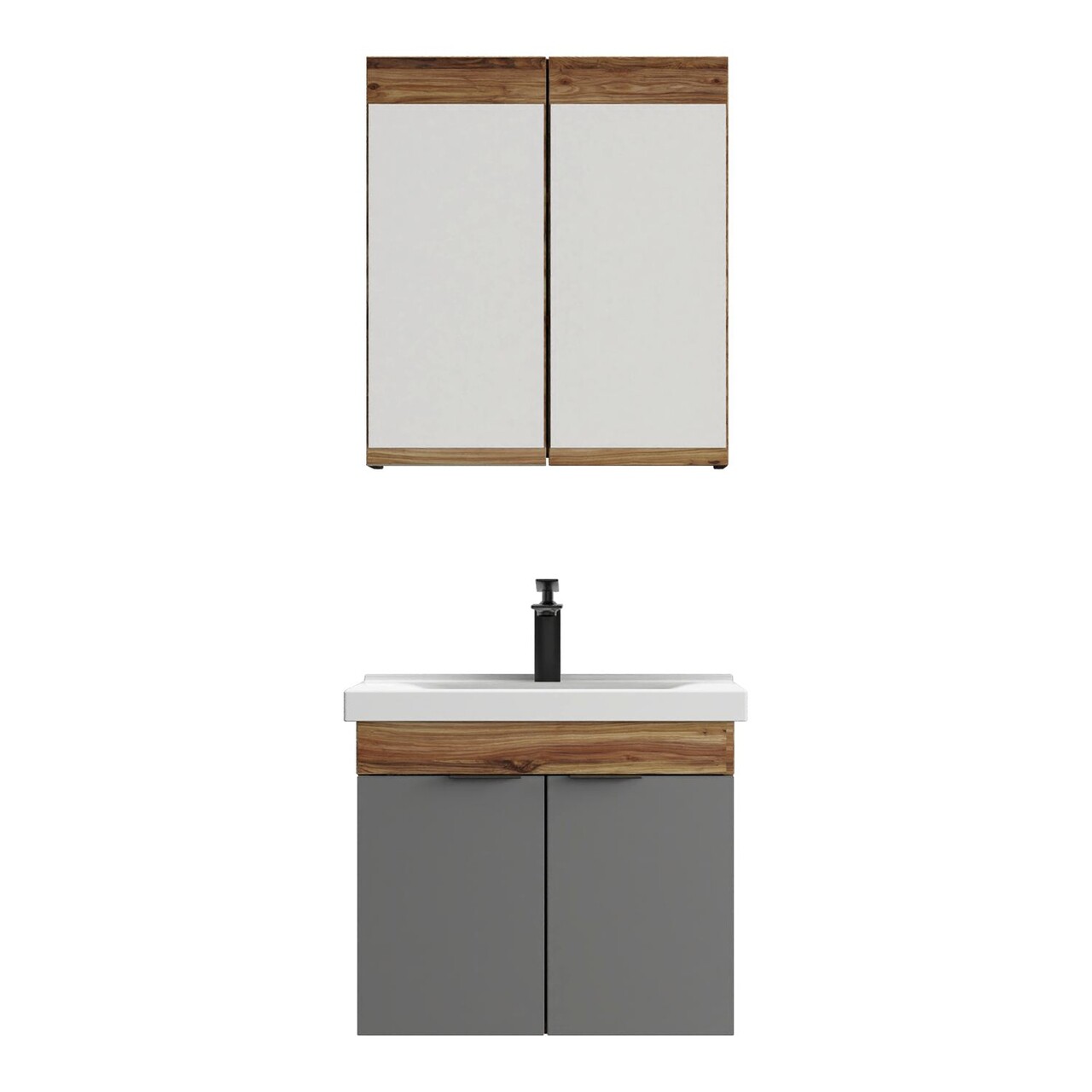 Set mobilier de baie (2 piese), Hanah Home, Carıno 65, Pin / Gri mat - view 5