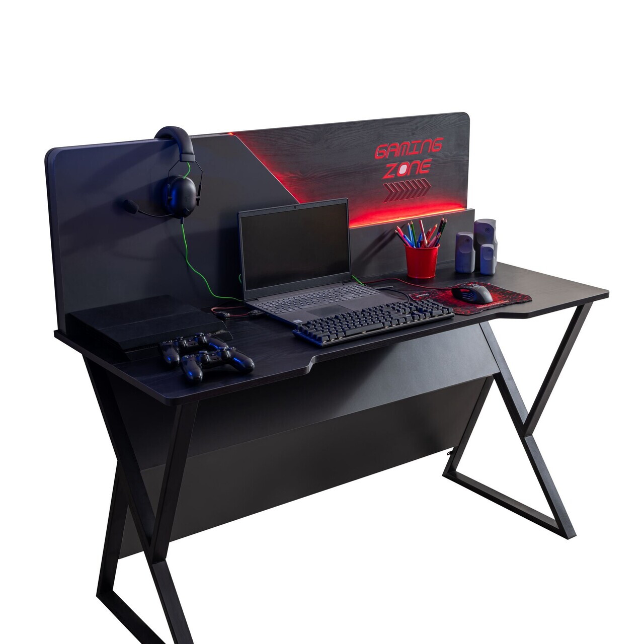 Birou, Hanah Home, Gaming Zone, 140x120x60 cm, PAL, Antracit - view 2