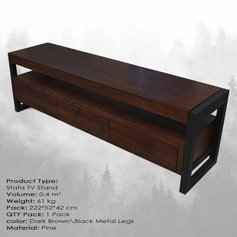 Comoda TV, Massive Design, Stafa Xlarge, 220x50x40 cm, Maro închis/Negru Massive Design