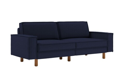 Canapea 3 locuri, Atelier del Sofa, 918CMF1244, Cadru: 100% OȚEL, Albastru noapte / Nuc