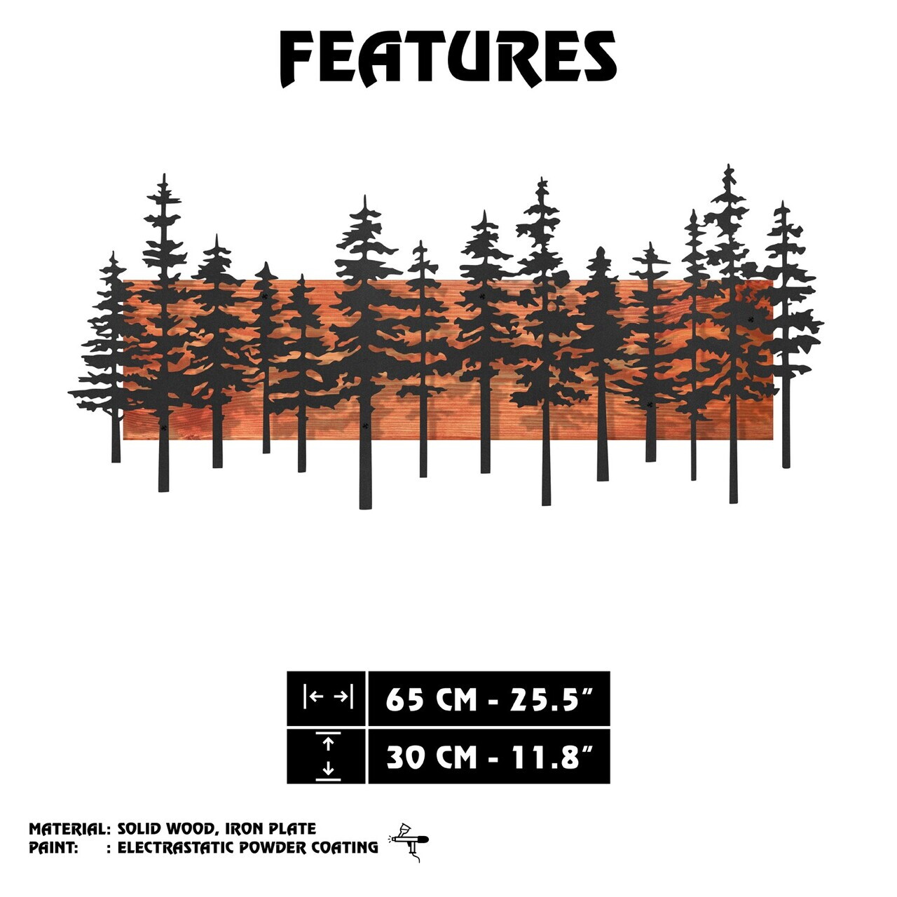Decoratiune de perete, Nordic Pine, Cadru: Lemn (Grosime: 2 cm), Roșu/Negru — imaginea 8