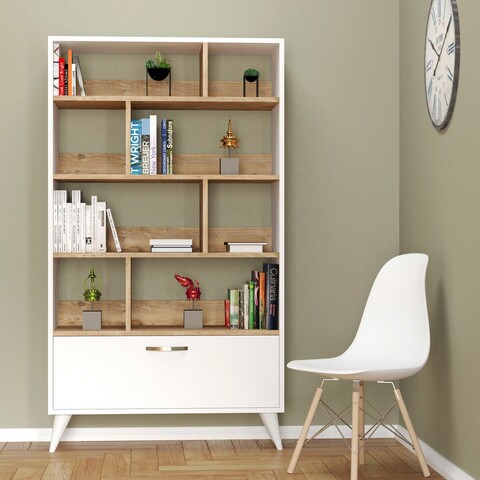 Corp biblioteca, tanmob, ktb0201, 90x159.6x35.5 cm, pal , alb/pin atlantic