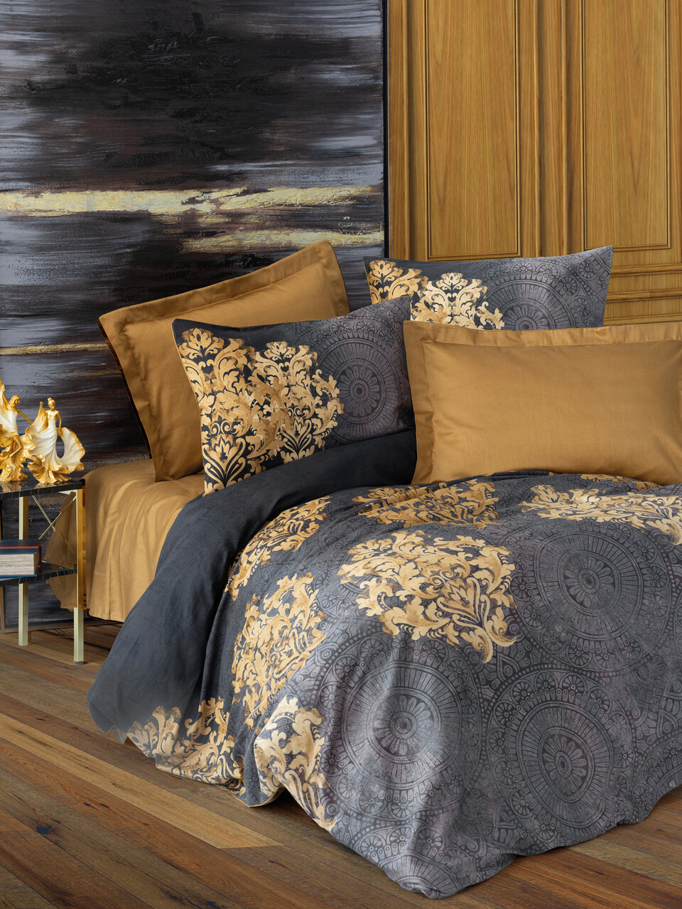 Lenjerie de pat dubla King (FR) Jadira - Beige Cotton Box Bumbac Satinat