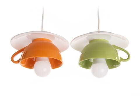 Lustra afternoon tea, deco republic, e27, 2x60w, ceramica, portocaliu/verde