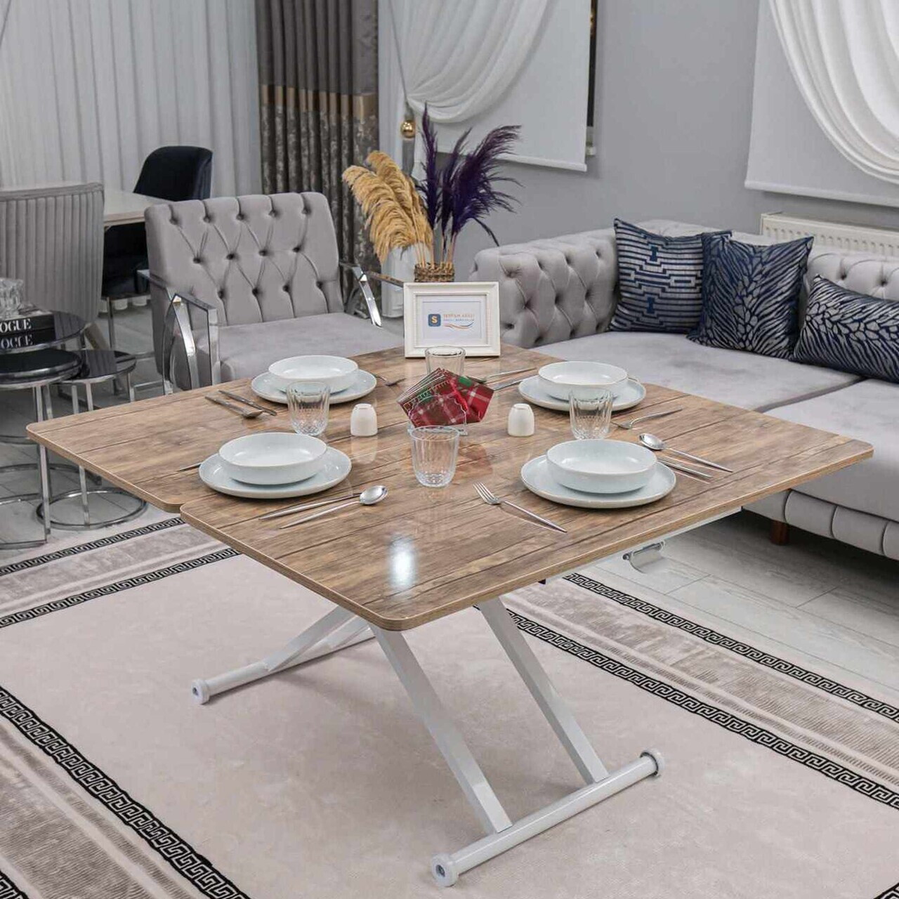 Masuta de cafea, Hanah Home, Home, MDF, Antic / Alb — imaginea 3