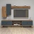 Comoda TV cu dulap Class S, Hommy Craft, albastru/maro