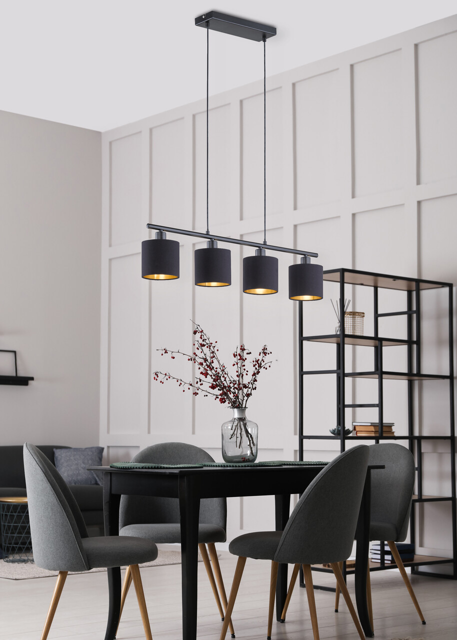 Lustra Tommy, RL, 75x12x150 cm, 28W, 4x E14, metal, negru mat